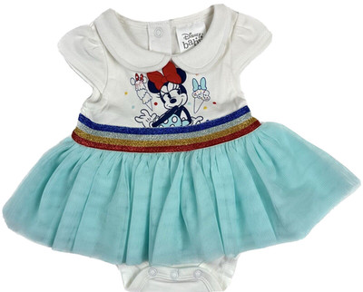 Disney Store Baby White Blue Collared Minnie Mouse Tutu Skirt Bodysuit Sz 0-3 MO