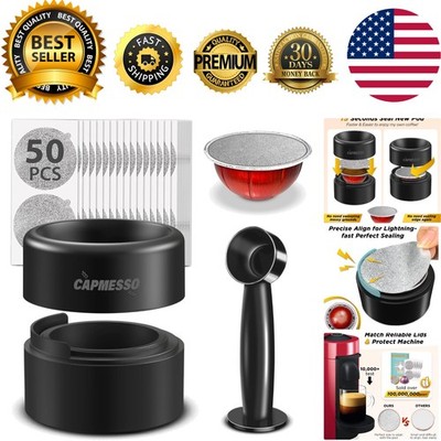 Faster Refill Vertuoline Pods: 50 Aluminum Lids with Fill & Press Brush Included