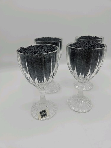 4 Mikasa Park Lane Water Goblets Set Elegant Crystal Clear Cut Etch Stemware Lot - Picture 2 of 9