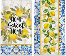 Lemon Kitchen Towels, Lemon Mediterranean Dish Towels Set of 2, Farmhouse Home S
