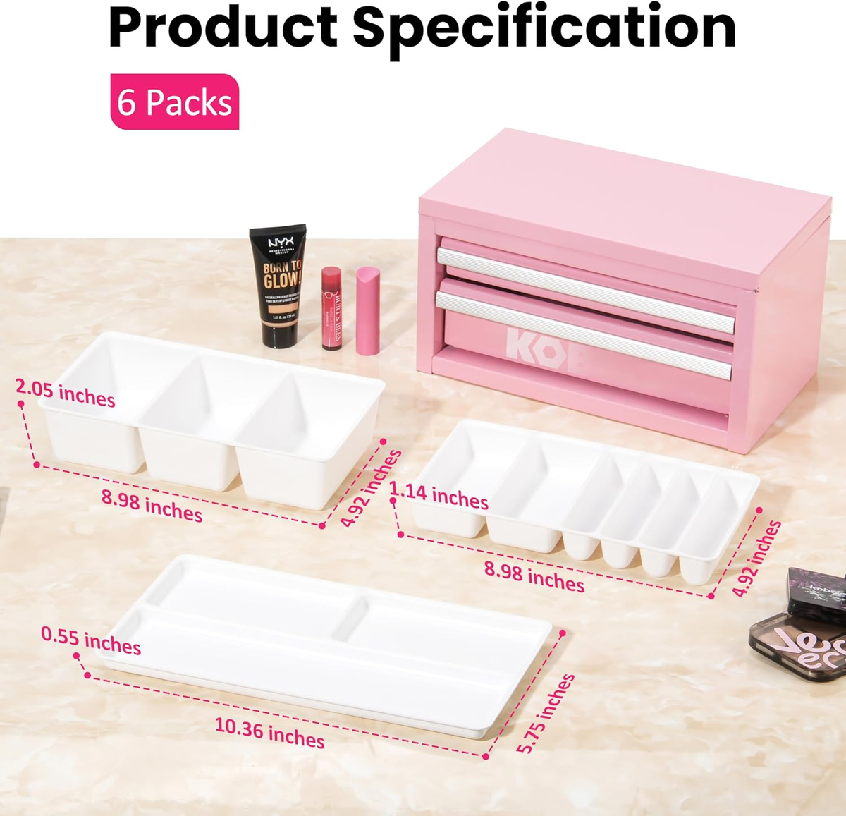 6 Pcs Tool Box Organizer Tray Divider Set For Kobalt 2-Drawer Mini