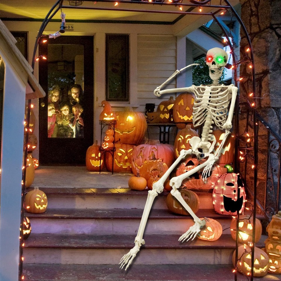6FT/185cm Life Size Skeleton Halloween Decor Posable Poseable Human