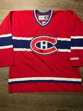 Vintage Montreal Canadiens CCM RED AUTO Hockey Jersey Size xLarge 1990s