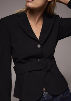 BNWT Zara Belted Blazer Black $129 Size S#ed | eBay