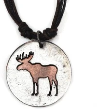 ANJU JEWELRY Pewter Cotton Cord Necklace - Moose,Necklaces & Pendants