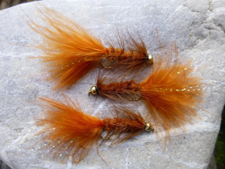 3 St. Goldkopf WOOLY BUGGER Streamer # 8 Top Forellen-Streamer-Köder-Teich-See - Bild 1 von 1