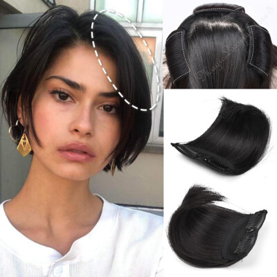 Short Mini Hair Pad Clip In Top/Side Real Remy Human Hair Extensions One Piece X