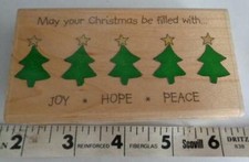 Rubber Stamp Christmas Trees Joy Hope Peace Scrapbooking Crafts