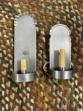 Pair Of Irvins Country Tin Ware Wall Sconce Amish