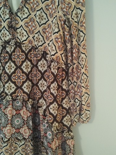 Anthropologie Small Ruffled Tiered Paisley Print V Neck Uneven Hem Boho Hippie - Picture 6 of 16