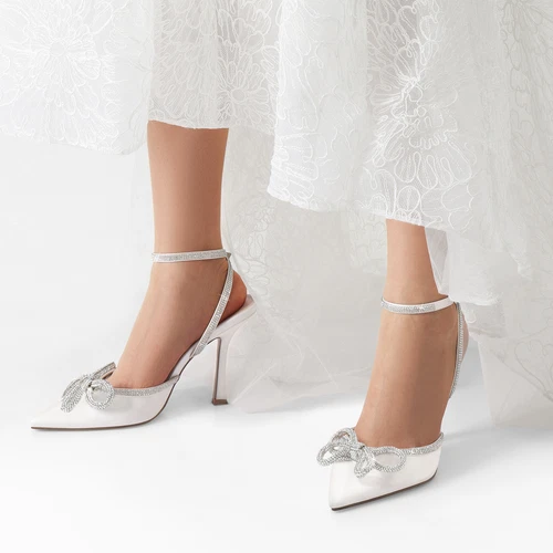 Traumpaar Damen Hochzeitspumps Stilettos hoher Absatz spitze Zehenpartie Pumps Schuhe - Bild 25 von 25