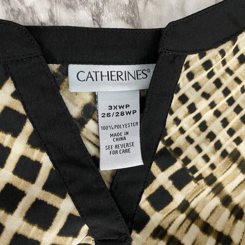 Blusa Catherines Top Mujer 3X WP 26-28 Marrón Túnica Trabajo Oficina Pequeña Carrera - Imagen 13 de 14