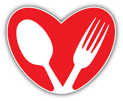 Heart and Food Concept Car Bumper Sticker Decal 5'' x 4''