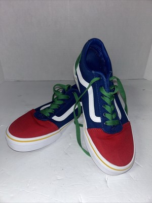 Youth Vans Off the Wall Primary Color block Canvas Old Skool Sneakers Sz 5