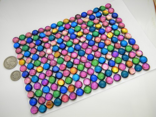 Lot 192 pcs round gorgeous DICHROIC earring bracelet FUSED GLASS (BF20) CABOCHON - Picture 2 of 5