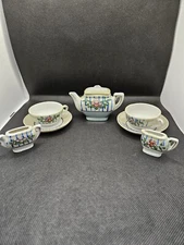 Vintage Porcelain Miniature Tea Set Made in Japan Floral Child Dollhouse Décor