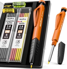 Upgraded 3-IN-1 Carpenter Pencils Set with Finger Grip, 1Pcs Construction Pencil