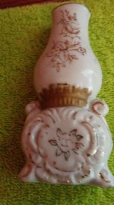 Miniature Ceramic Lamp with Gold Accents- Very Nice!