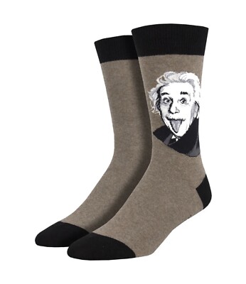 Socksmith Crew Socks Genius Albert Einstein Brown Novelty Cotton Crew Footwear