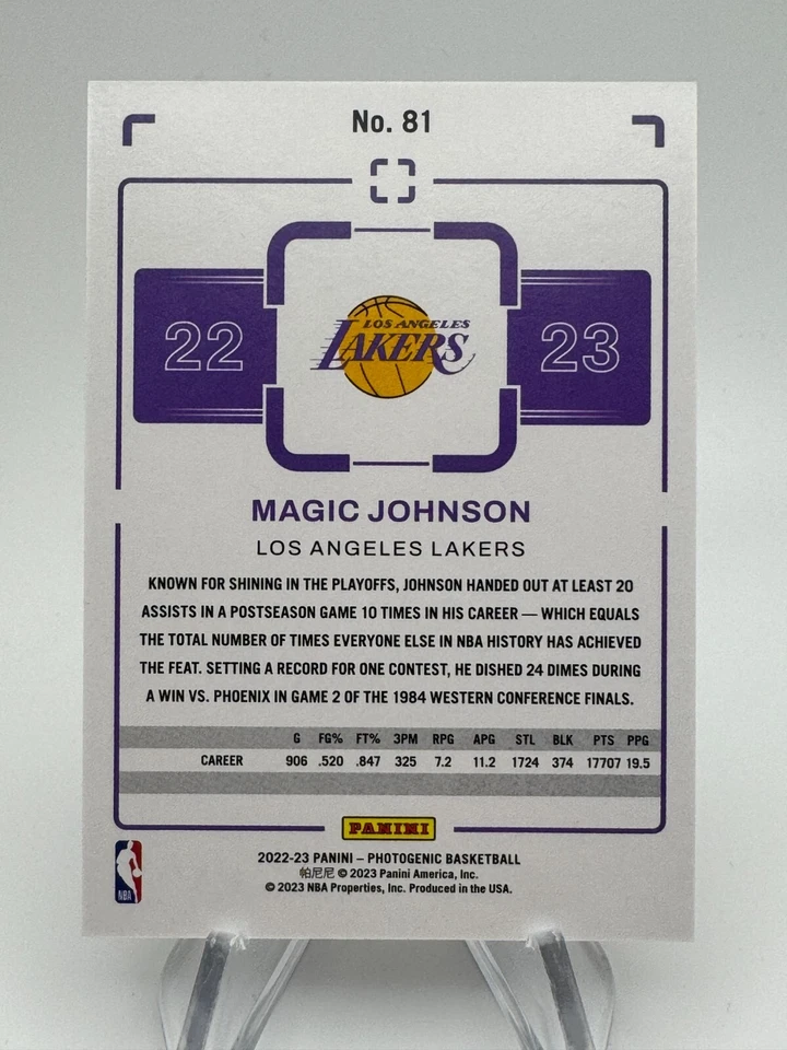 2022-23 Photogenic MAGIC JOHNSON Silver 14/99 #81 Los Angeles Lakers - Image 2 of 2