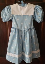 Vintage Ruth Of Carolina Blue- Polka Dot Collared Dress w/sash sz. 5