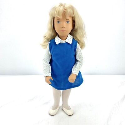 Vintage 1960s-70s Sasha Doll Blond Fringe/Bangs Blue Eyes & Dress w/ Wrist Tag