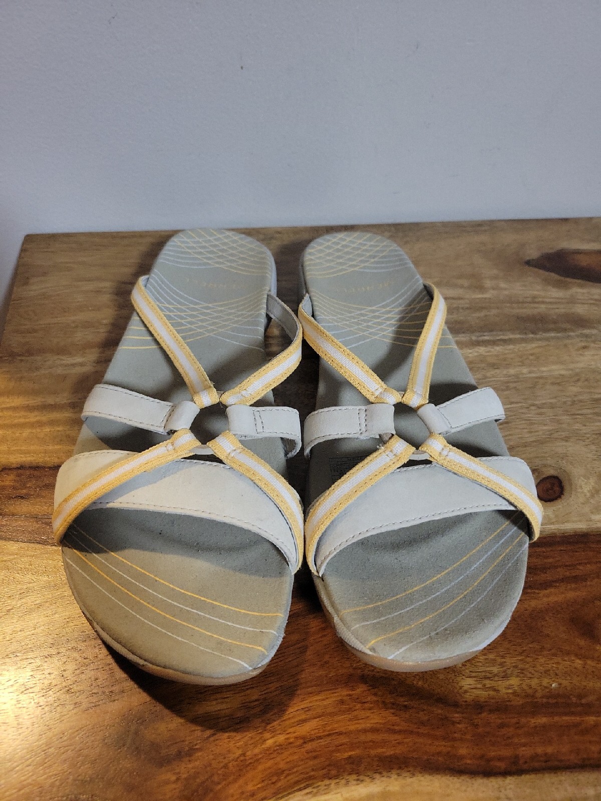 Merrell Sandali Camelia Giallo Marrone Pelle Slide Donna Tg 9 Usati Buone Condizioni