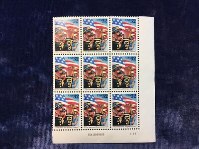 NANEE-B)STAMPS,#3153,STARS & STRIPS FOREVER,PLT BLK OF 9 MOGNH,1997,Z30 FR SHIP