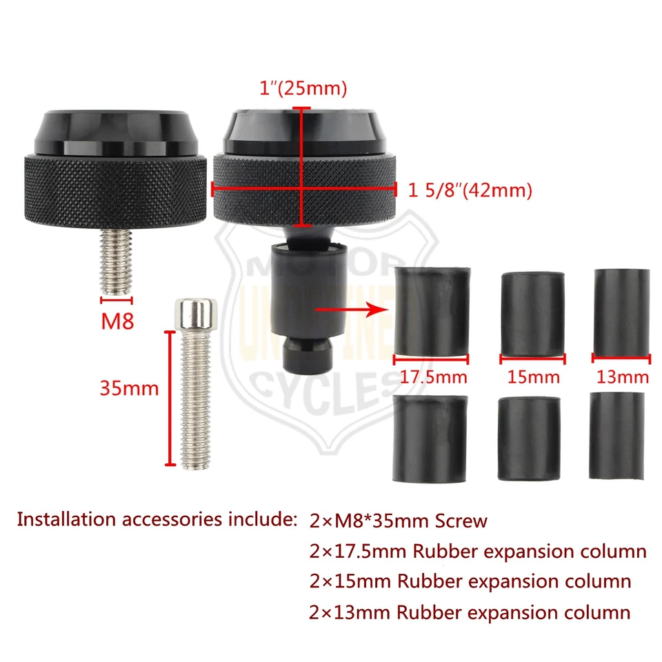 Motorcycle Cruise Control Weight Handlebar End Plug Throttle Speed 7/8" 22mm Set - Image 2 of 4