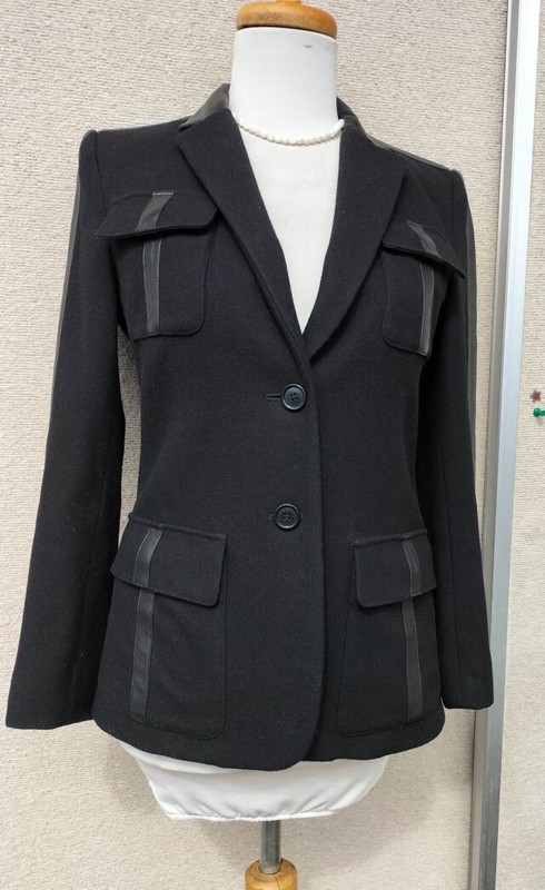 CLASSIC DKNY Donna Karan NY Wool Leather Jacket SZ PETITE/P/M/4/6/8/S  BLACK