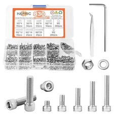 M2-M6 Hex Socket/Button Head Cap Screws Nuts Bolts & Washers Assortment Kit