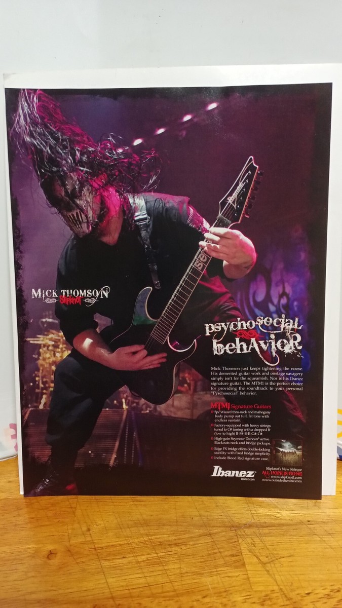 MICK THOMSON SLIPKNOT ALBUM PROMO IBANEZ GUITARS PRINT AD 11 X 8.5 