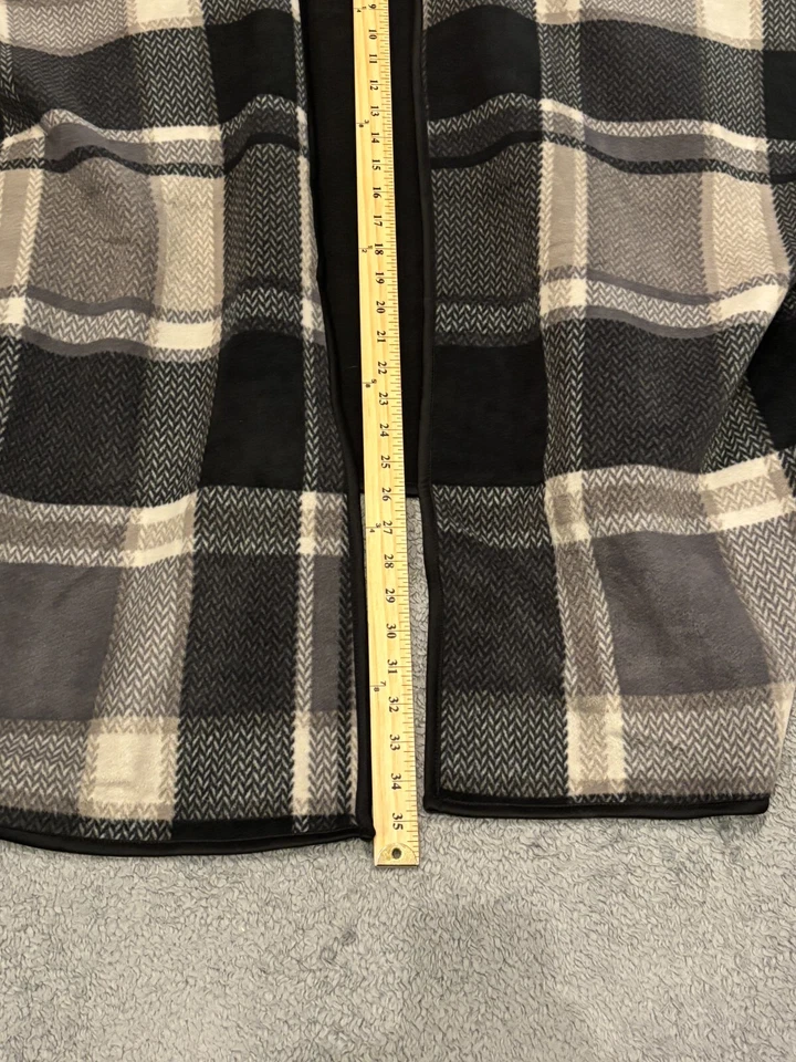 Ike Behar черный серый клетку флис открытый передний пончо надежном шаль женщин один размер - Изображение 4 из 4