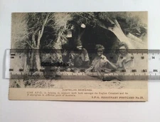 Vintage photo postcard Australian Aborigine SPG Missionary Aboriginal humpy camp