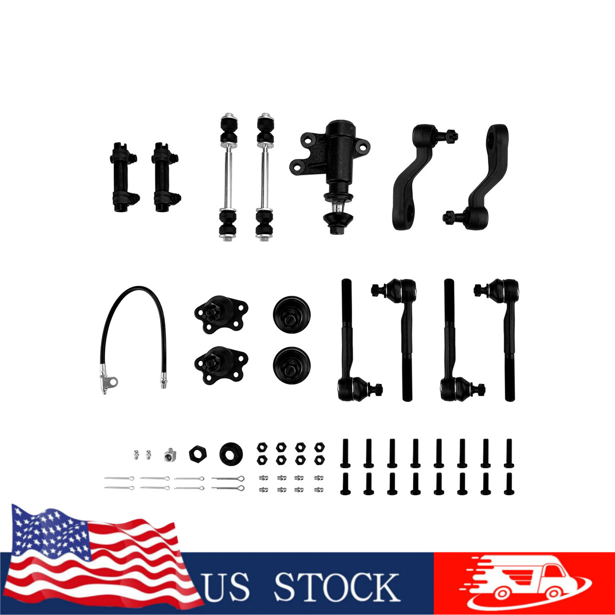 15Pcs Chevy K1500 Suspension Kit - Tie Rods, Sway Bar Links, Pitman Arm & Ball Joints