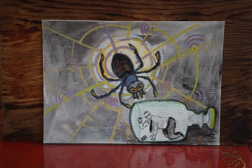 Watercolour / Pens Drawing Titled In the Net Trap 105 x 148mm B Ulikowska 2023 - Picture 2 of 9