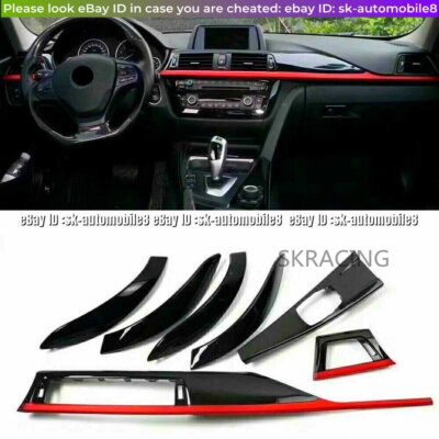 FOR BMW F30 F31 F34 M version GLOSS BLACK RED SPORT INTERIOR TRIM