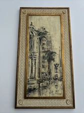 MID CENTURY  PAINTING STREET SCENE MEXICO CITYSCAPE MODERNISM SALAZAR LISTED OIL