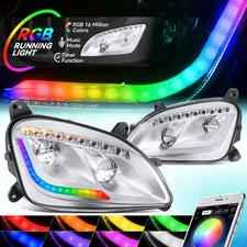 For 2011-2021 Peterbilt 579/587 Chrome Housing Amber Corner Reflector Headlights