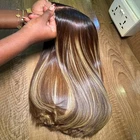 Balayage Ash Blonde  Highlights 100% Human Hair  13x4 Lace Front Wig