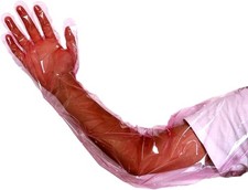 50 Pcs Insemination Long Gloves Disposable Plastic Film Gloves, Veterinary Insem