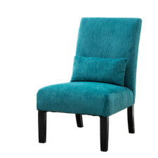 Pisano Contemporary Chenille Fabric Armless Accent Chair with Pillow, Teal Blue