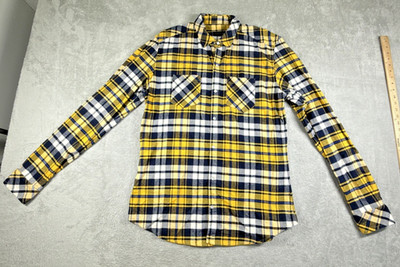 Regi Phenom PHNM LA Men's Artisanal Plaid Flannel Shirt Yellow + Navy Size XXL
