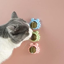 Rotating Catnip Ball Wall-Mounted Edible Kitty Toy Natural Healthy Cat Treat Min