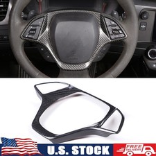 Real Carbon Fiber Steering Wheel Cover Molding Trim For Corvette C7 2014-2019 Us Real Carbon Fiber Steering Wheel Cover Molding Trim For Corvette C7 2014-2019 Us
