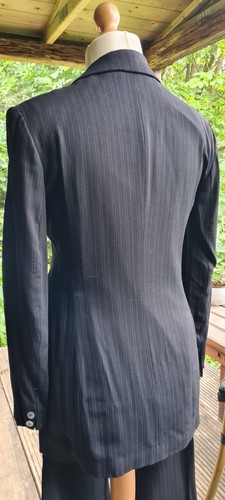 Kaliko Trouser Suit In Navy With Lilac Pinstripe And Lining Size 10 - Picture 4 of 9