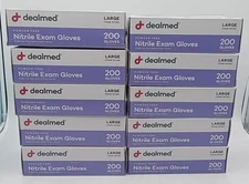 Dealmed Nitrile Exam Gloves 200/Box Lot of 10 Size Large