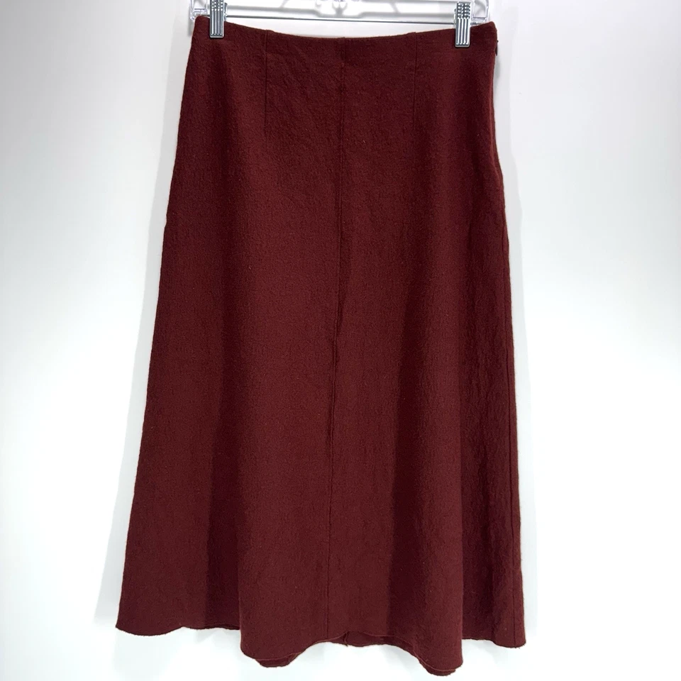Женская юбка миди Eileen Fisher из 100% вареной шерсти трапециевидная красная миниатюрная небольшая карьерная - Изображение 2 из 4