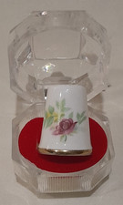 ***COLLECTIBLE - Shrewsbury - Floral Decoration - BONE CHINA THIMBLE. Boxed***