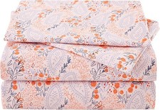 Pink Paisley Floral Sheet Set King Size, 4 Piece Soft Printed Microfiber